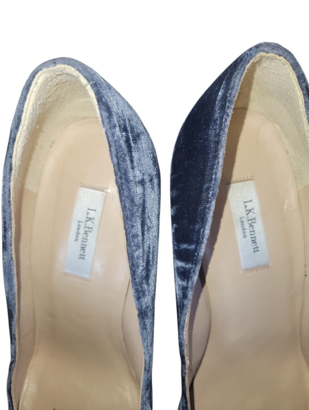 L.K. Bennett London Fern Powder Blue Velvet Pointed Pumps Crystal Bow Detail 40 - Picture 7 of 9